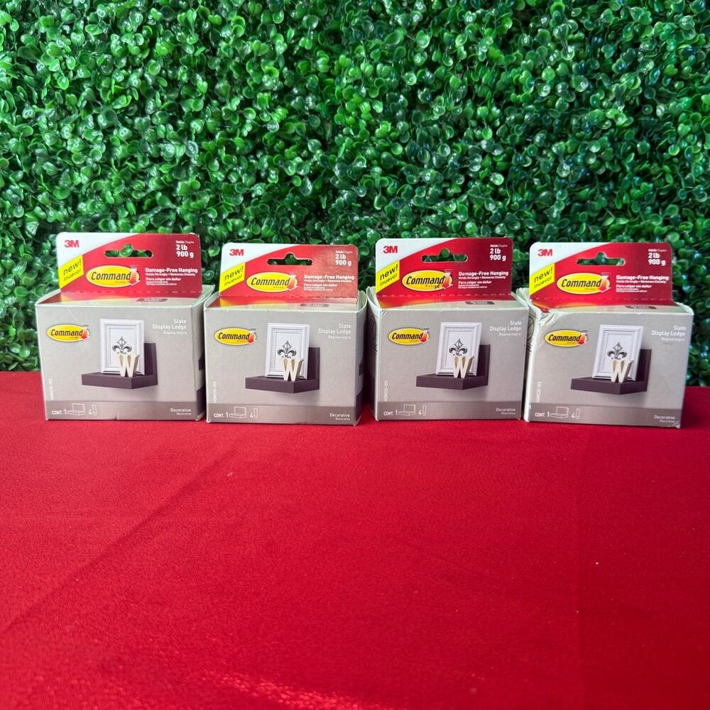 Lot 4 New 3M Command Display Ledge Slate Floating Wall Shelves 2lb Damage Free